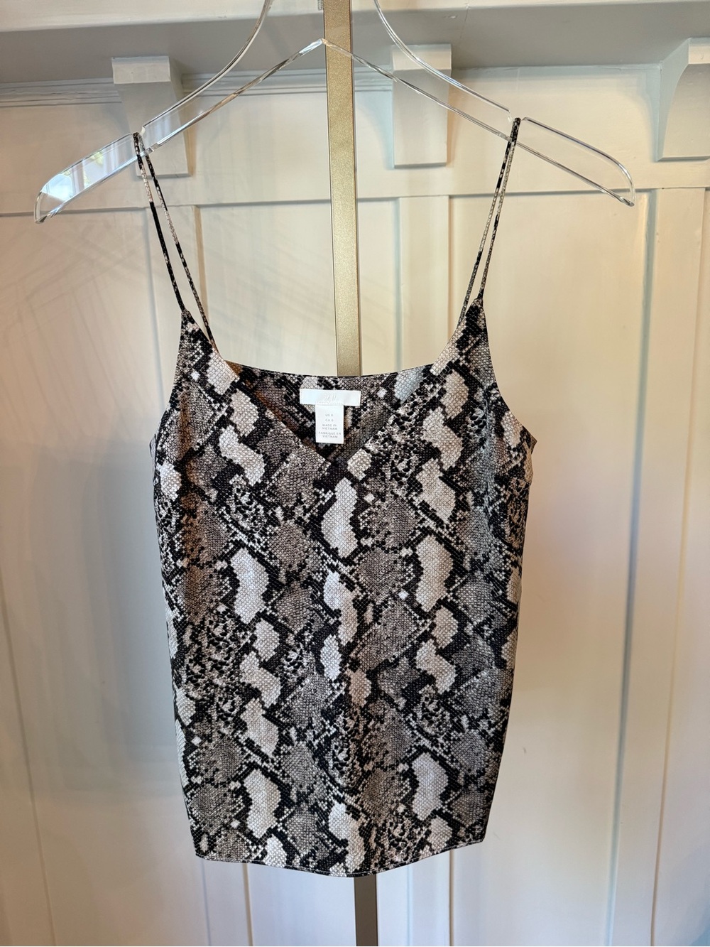H&M Snake-Print Satin Cami in Black and Cream